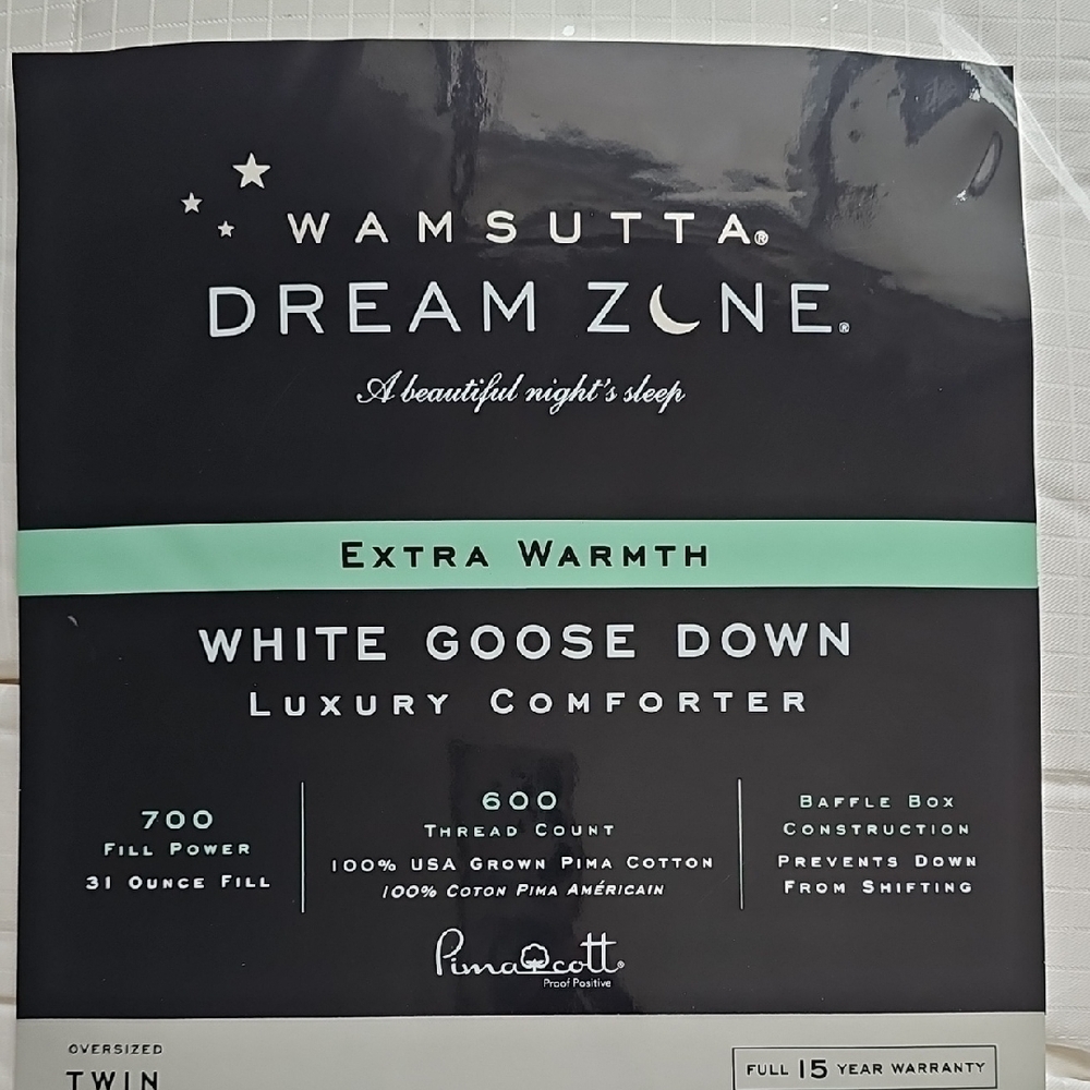 RARE Wamsutta Dream Zone White Luxury Goose Down Comforter TWIN (NEW) Extra Warm